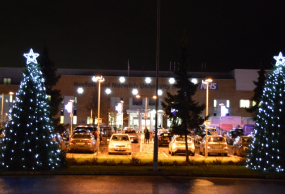 Christmas trees outside NNUH
